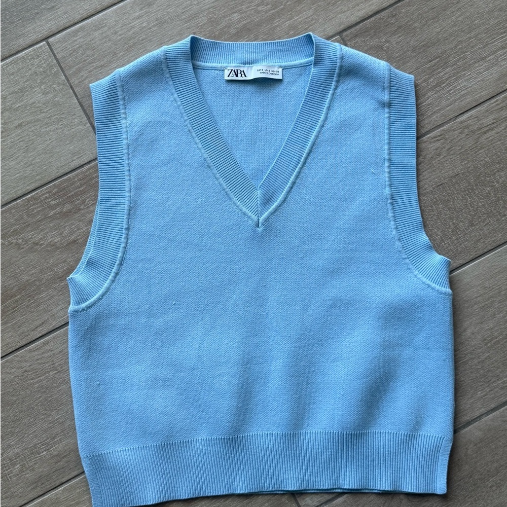 Zara Light Blue Sleeveless Sweater Vest